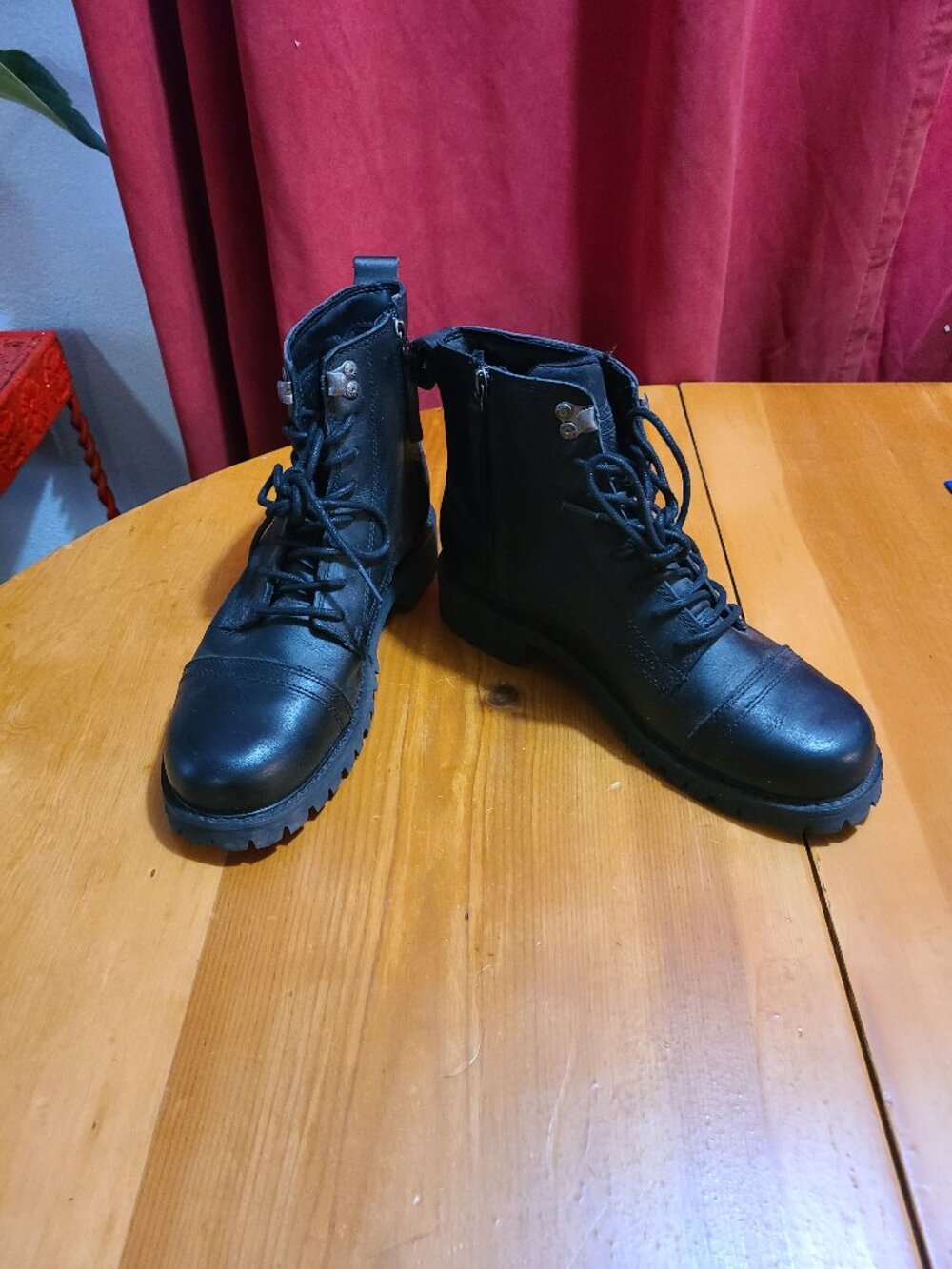 Harley-Davidson Fiske Black Leather Motorcycle Boots Men-7 Women-9 D96279 Ankle